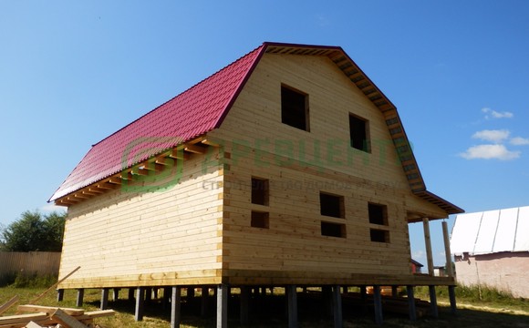 Строительство дома из бруса 8х10 м. в Чеховском районе д. Шарапово