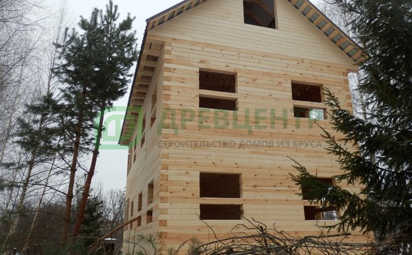 Строительство трех этажного дома из бруса 6х12 м в Тульской области СНТ 