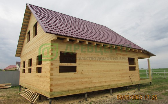 Строительство дома из бруса по проекту ДБ70 в Рязанской области, д. Ходынино