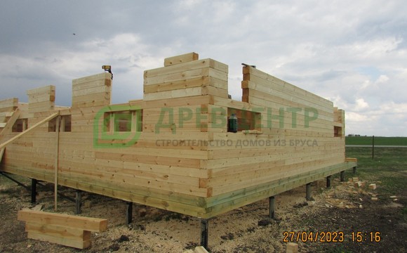 Строительство дома из бруса по проекту ДБ70 в Рязанской области, д. Ходынино
