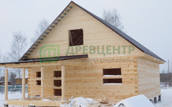 Строительство дома из бруса по проекту ДБ70 в Волоколамском районе, д. Теряево.