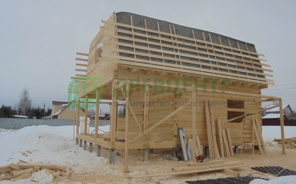 Строительство дома из бруса 6х6 с угловой террасой в Раменском районе, п. Натальино