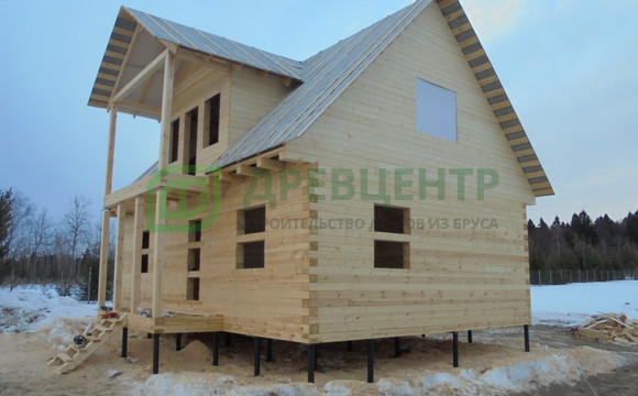 Строительство дома из бруса по проекту ДБ140 в Калужской области  СНТ 