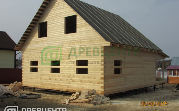 Строительство дома из профилированного бруса 145х195 мм по проекту ДБ 70 в Калужской области