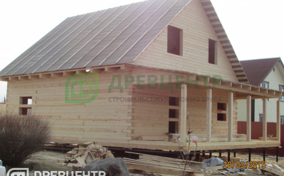 Строительство дома из профилированного бруса 145х195 мм по проекту ДБ 70 в Калужской области
