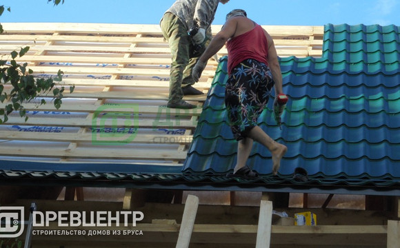 Строительство дома из бруса по проекту ДБ43 с антисептированием в Дмитровском районе