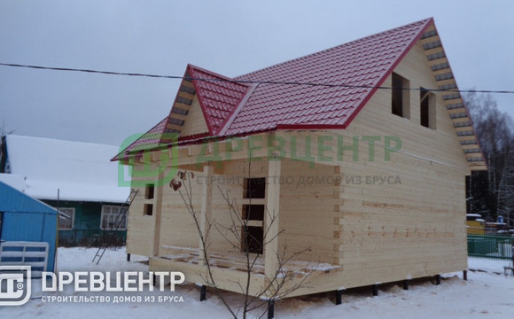 Строительство дома из бруса по проекту ДБ 34 в Клинском районе СНТ "Лесная дача"