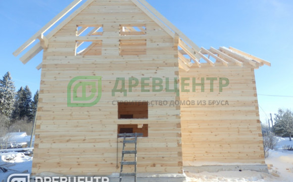 Строительство дома из бруса в полтора этажа в Волоколамском районе д.Клишино