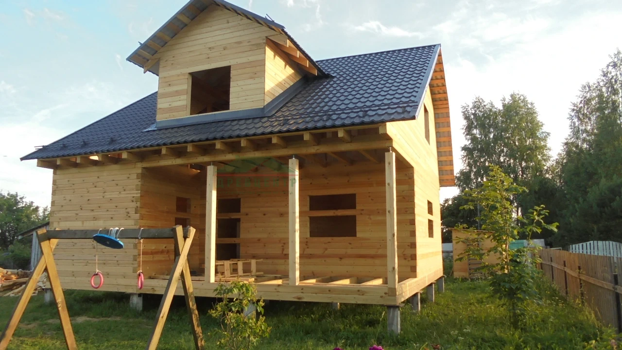 Строительство дома из бруса по проекту ДБ141 в Тульской области д. Барсуки