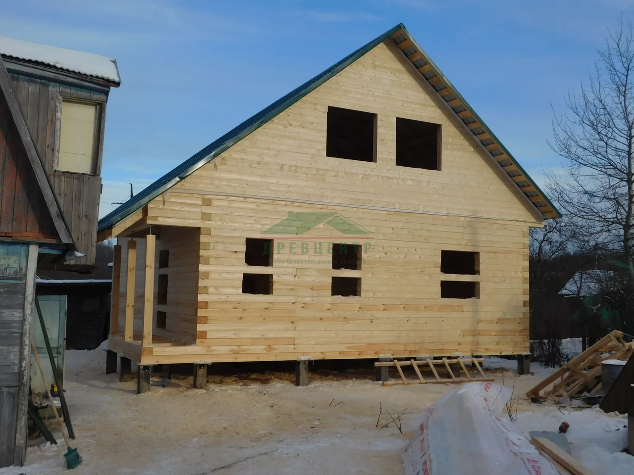 Строительство дома из бруса по проекту ДБ32 в Калужской области г. Обнинск