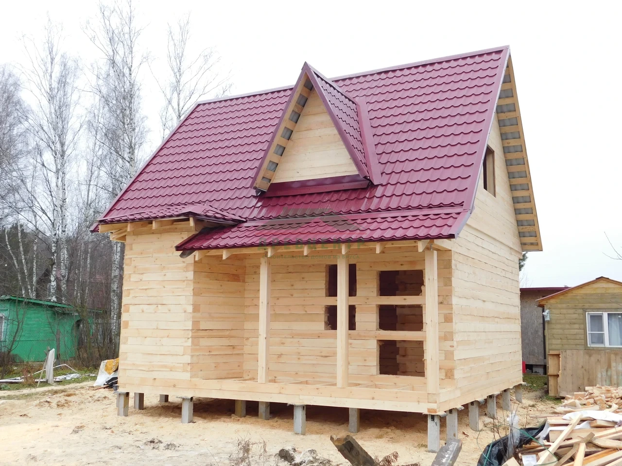 Строительство дома из бруса по проекту ДБ129  Ступинском районе, д. Малино