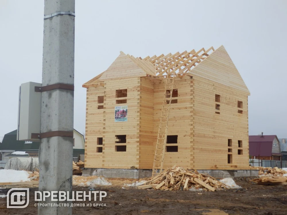 Строительство дома из бруса по проекту ДБ88 в Костромской области пос.Никольское