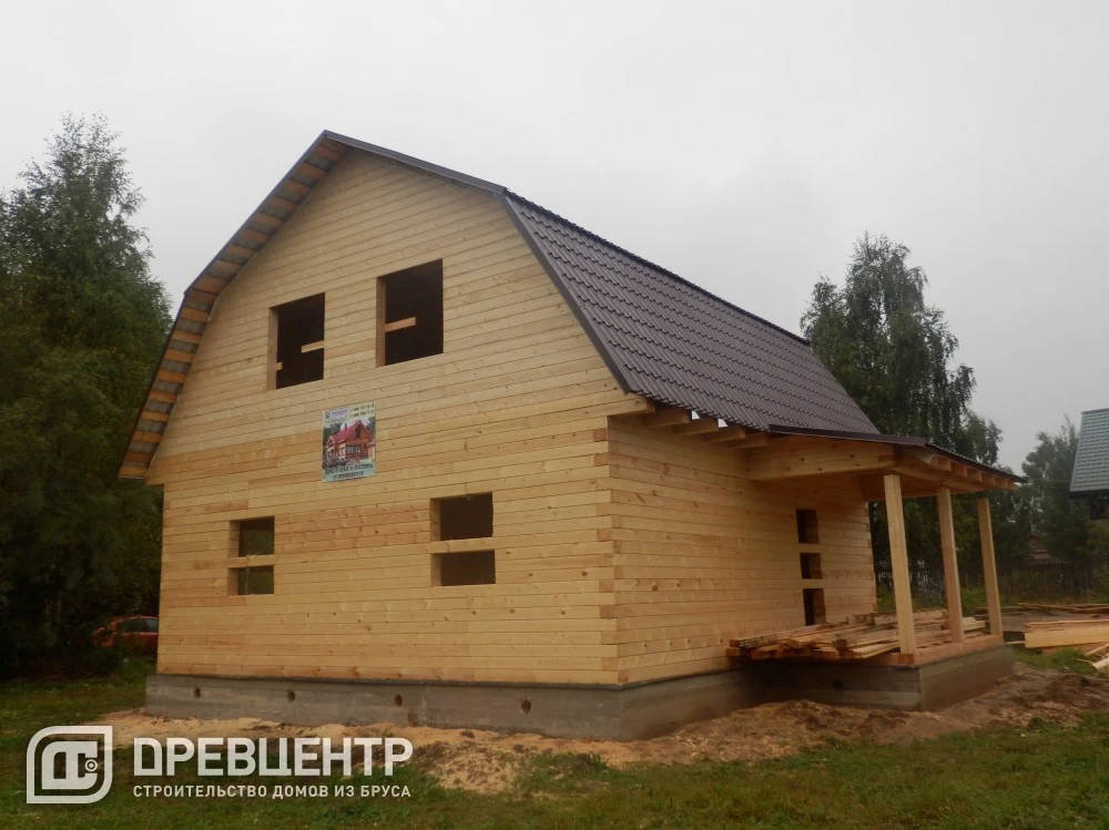 Строительство дома из бруса по проекту ДБ64  в Истринском районе станция Манихино