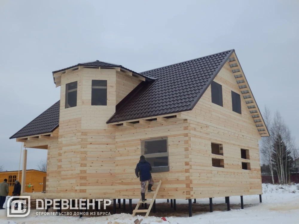 Строительство дома из бруса по проекту ДБ 62 в Волоколамском районе д. Рождественно