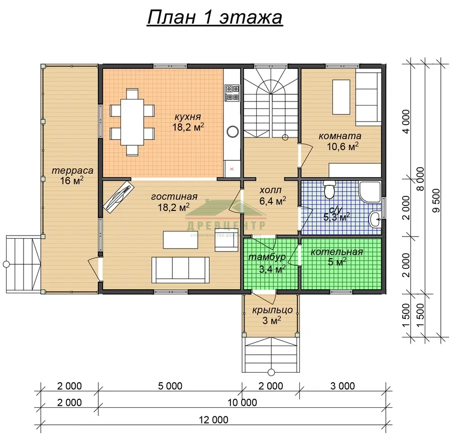 ДБ128, план 1 этажа