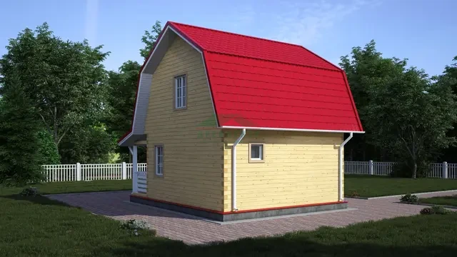 ДБ153 Проект дома из бруса с мансардой 6х6 м, ракурс 4 из 4