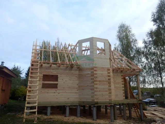 Строительство дома из бруса по проекту ДБ62 в Сергиево Посадском районе д. Псарево, фото 13 из 25