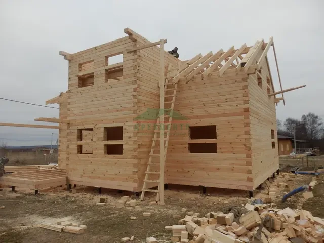 Строительство дома из бруса по проекту ДБ99 в Дмитровском районе д. Маринино, фото 17 из 31