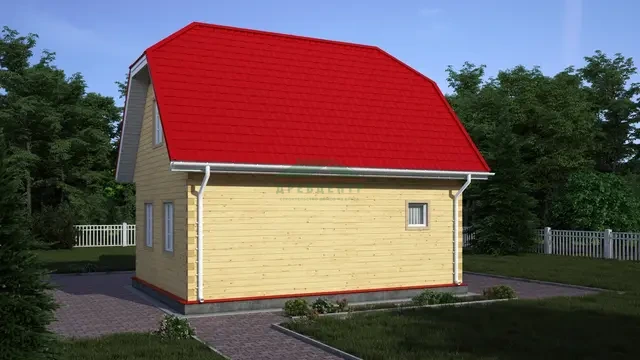 ДБ137 Проект дома из бруса с мансардой 6х8 м, ракурс 4 из 4