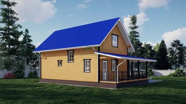 ДБ173 Проект полутораэтажного дома из бруса 7,5х10 м, ракурс 3 из 4