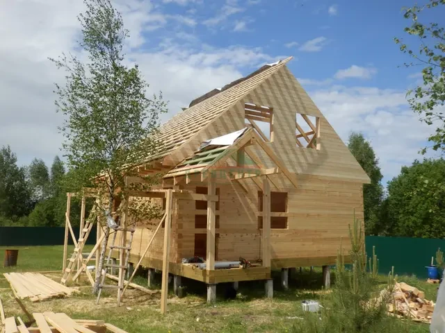 Строительство дома из бруса по проекту ДБ125 в Сергиево Посадском районе, с. Бужаниново, фото 8 из 15