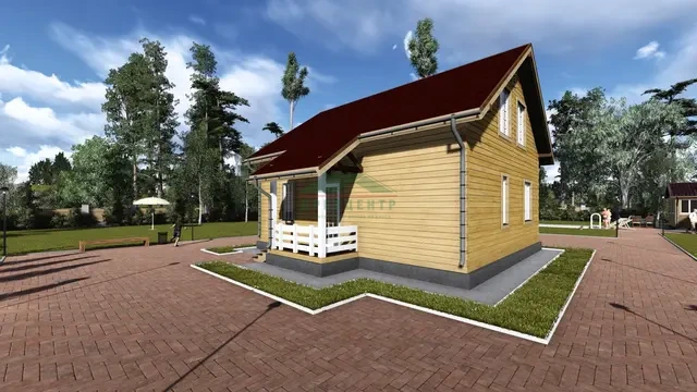 ДБ20 Проект полутораэтажного дома из бруса 8х9 м, ракурс 3 из 4