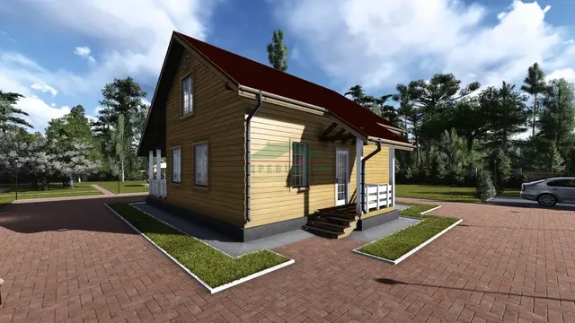 ДБ20 Проект полутораэтажного дома из бруса 8х9 м, ракурс 2 из 4