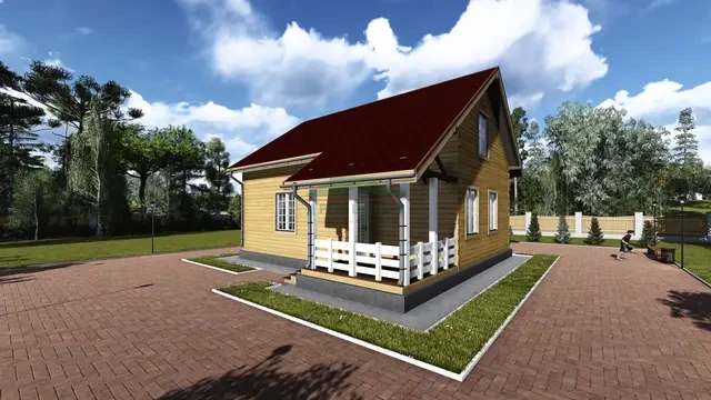 ДБ20 Проект полутораэтажного дома из бруса 8х9 м, ракурс 1 из 4