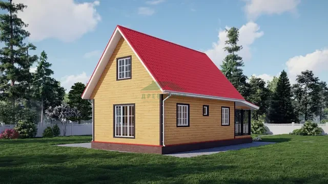 ДБ24 Проект дома из бруса с мансардой 6х9 м, ракурс 4 из 4