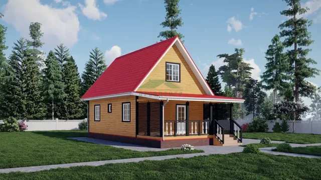 ДБ24 Проект дома из бруса с мансардой 6х9 м, ракурс 2 из 4