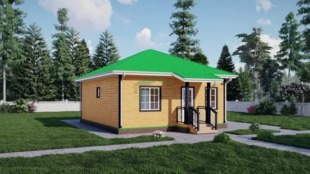 ДБ26 Проект одноэтажного дома из бруса 7,5х9 м, ракурс 3 из 4
