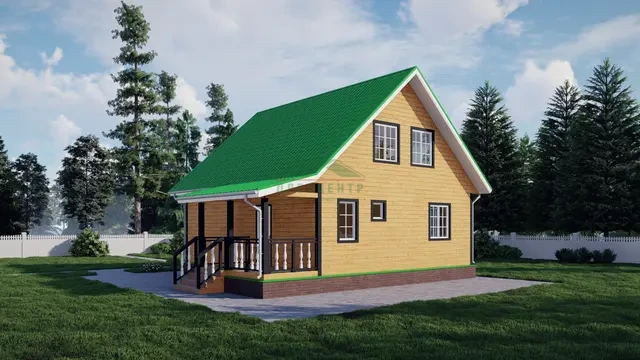 ДБ32 Проект дома из бруса с мансардой 8х9 м, ракурс 2 из 4