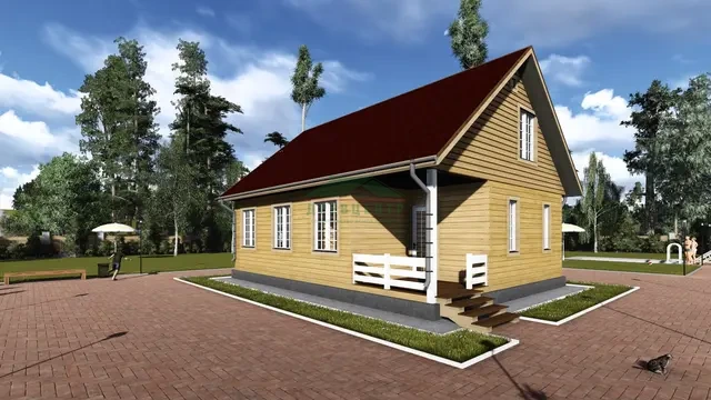 ДБ33 Проект дома из бруса с мансардой 7,5 х10 м, ракурс 1 из 4