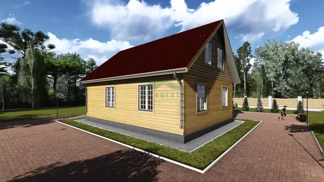 ДБ33 Проект дома из бруса с мансардой 7,5 х10 м, ракурс 3 из 4