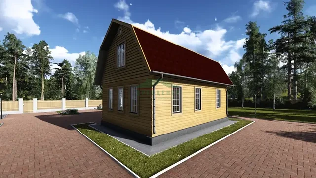 ДБ38 Проект дома из бруса с мансардой 6х9 м, ракурс 4 из 4