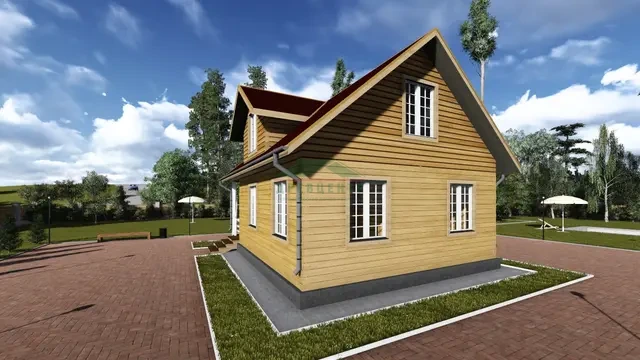 ДБ44 Проект дома из бруса с мансардой 7х9 м, ракурс 3 из 4