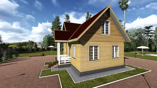 ДБ47 Проект дома из бруса с мансардой 6х9 м, ракурс 4 из 4