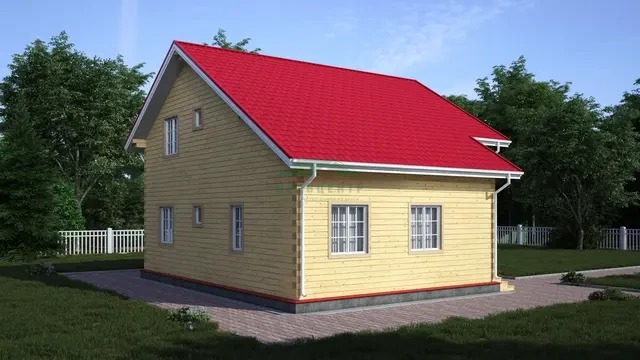 ДБ65 Проект полутораэтажного дома из бруса 9х10,5 м, ракурс 4 из 4