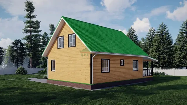 ДБ66 Проект дома из бруса с мансардой 8х10 м, ракурс 4 из 4