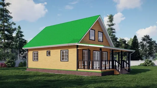 ДБ66 Проект дома из бруса с мансардой 8х10 м, ракурс 3 из 4