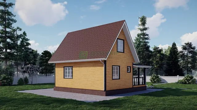 ДБ69 Проект дома из бруса с мансардой 8х8 м, ракурс 4 из 4