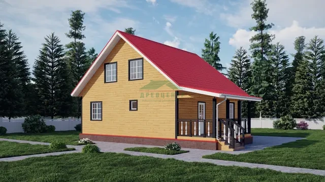 ДБ70 Проект дома из бруса с мансардой 9х9 м, ракурс 1 из 4