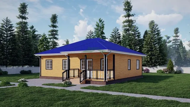 ДБ71 Проект одноэтажного дома из бруса 10х12 м, ракурс 2 из 4