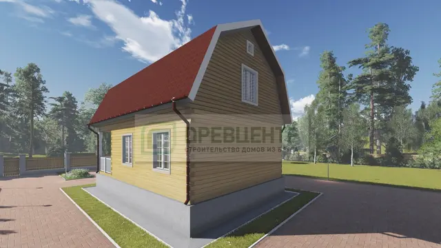 ДБ81 Проект дома из бруса с мансардой 7х8 м, ракурс 3 из 4