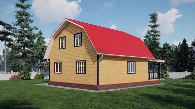 ДБ88 Проект дома из бруса с мансардой 9х9 м, ракурс 4 из 4