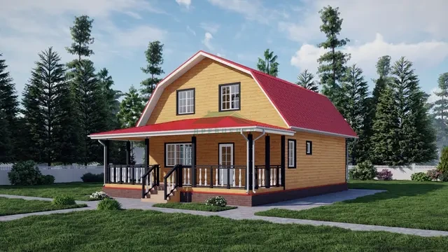 ДБ88 Проект дома из бруса с мансардой 9х9 м, ракурс 1 из 4