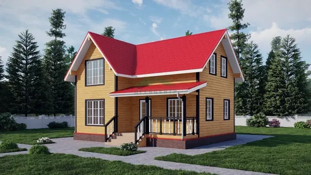 ДБ93 Проект полутораэтажного дома из бруса 7х9 м, ракурс 2 из 4