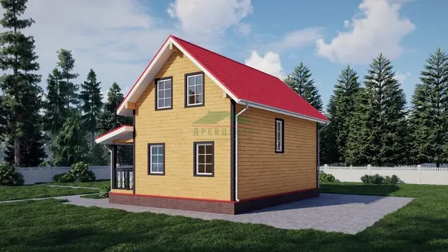 ДБ93 Проект полутораэтажного дома из бруса 7х9 м, ракурс 3 из 4