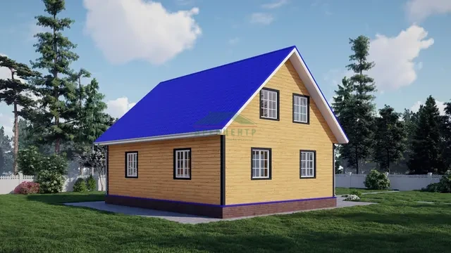 ДБ96 Проект дома из бруса с мансардой 8х10 м, ракурс 4 из 4