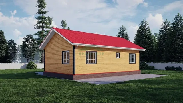ДБ97 Проект одноэтажного дома из бруса 7х11,5 м, ракурс 3 из 4